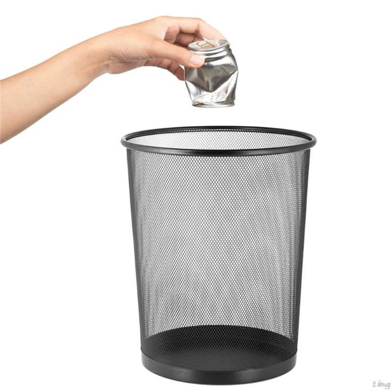 

Big capacity Round Ventilated Wire Mesh Trash Can Wastebasket basket Recycling Bin for room Kitchen storage tool
