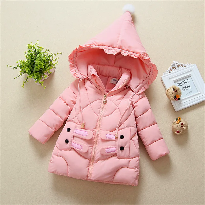 

2018 Real Girls Jacket New Girls Cotton Coat Baby Rabbit Cartoon Children 's Clothing Winter Thickening Children' S Outerwear