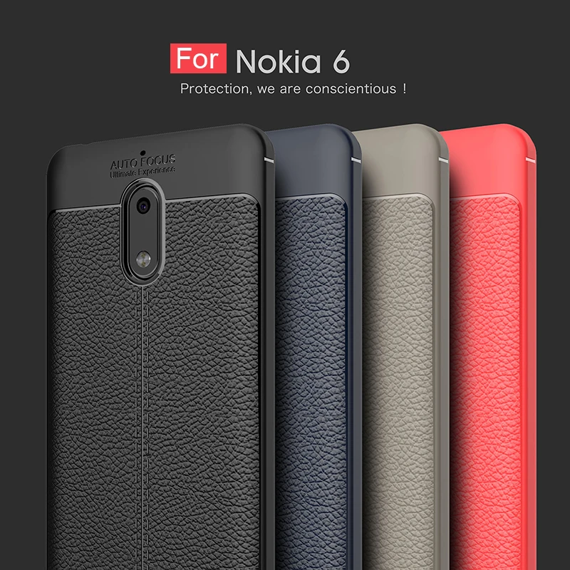 buy For Nokia 6 Case Carbon Fiber TPU Silicone leather Soft Full Back Cover For Nokia 6 shockproof Armor Ultra Slim capa