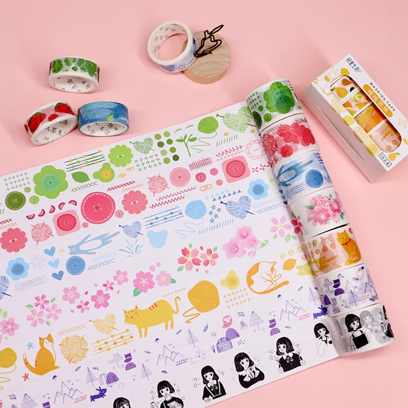 

6Pcs/Set Kawaii Spring Gift Series Washi Tape Diary DIY Decorative Paper Masking Tape Japanese Stationery School Supplies