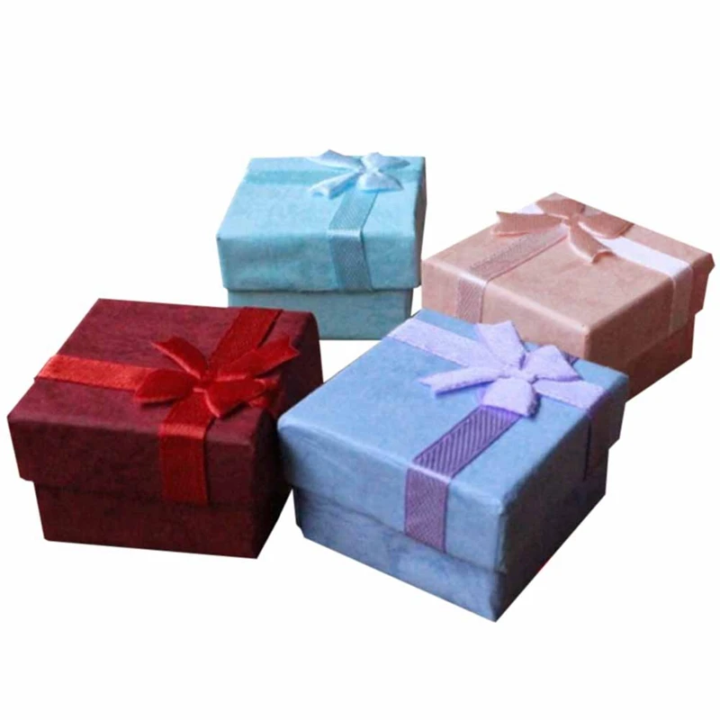 

Gift Boxes Bangle Jewelry Ring Earring Watch Gift Carton Box Bowknot Case Jewelry Box Package Makeup Organizer 4X4X3cm