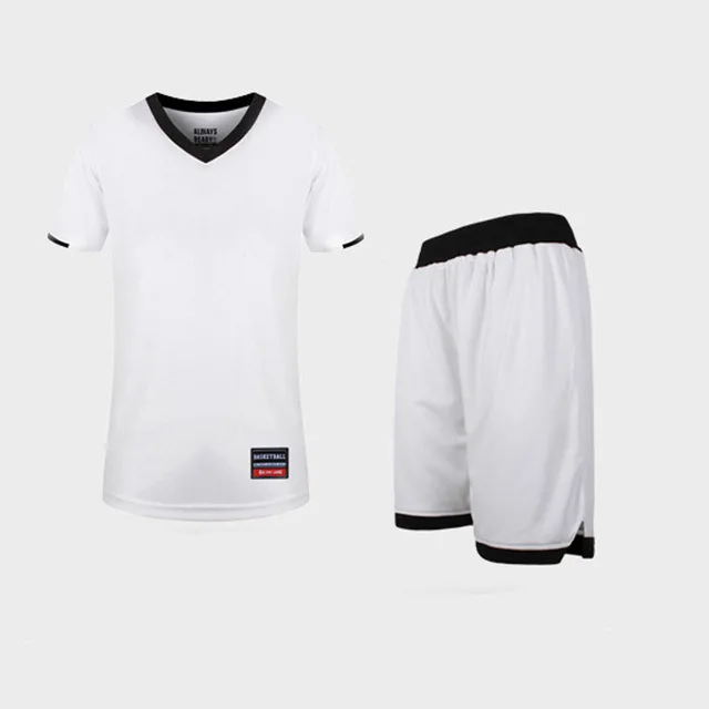 Мужские баскетбольные майки Pro Баскетбольная одежда костюмы униформы наборы дышащие баскетбольные тренировочные рубашки+ шорты плюс размер 6XL - Цвет: Белый