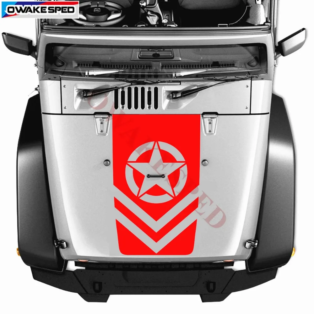 Армейская звезда виниловые наклейки для Jeep Wrangler затемненная графика Автомобильный капот Декор Наклейка s Передняя крышка двигателя наклейка на заказ