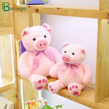 

1pc 35/50cm Soft Toys for Children Cute Big Belly Pig Plush toy Lovely Stuffed Ribbon Animal Sitting Pig Plush Pillow Gift Doll