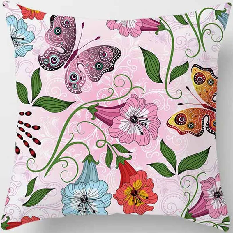 

Beauty butterfly pillow covers women girls ladies square flowers pillow case home creative color pillow cases 450*450mm