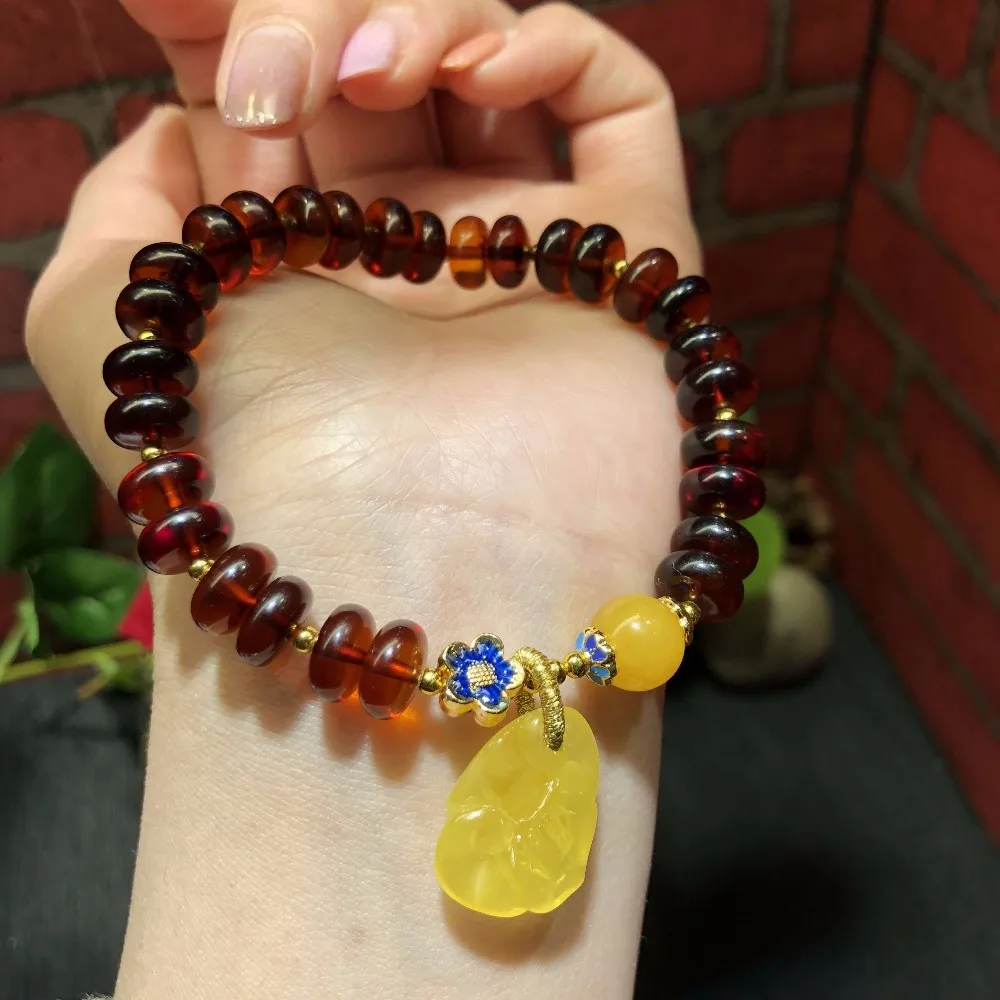

Natural Amber Bracelet Original Abacus Beads Women Unique Engagement Jewelry Genuine Baltic Amber Bracelet 11g