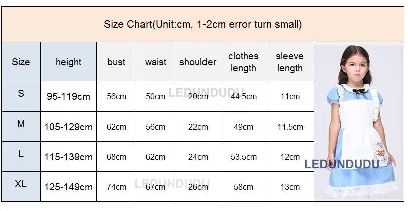 Kids Alice In Wonderland Cosplay Costumes Girls Princess Dress Halloween Party Fancy Suit Clothes Children Blue Maid Clothes (8)