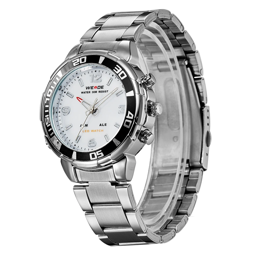 

Hodinky Men Watch LED Dial Watches Multifunction 30 Meters Waterproof Wristwatch Japan Movemet Casual Quartz Clock Weide Brand