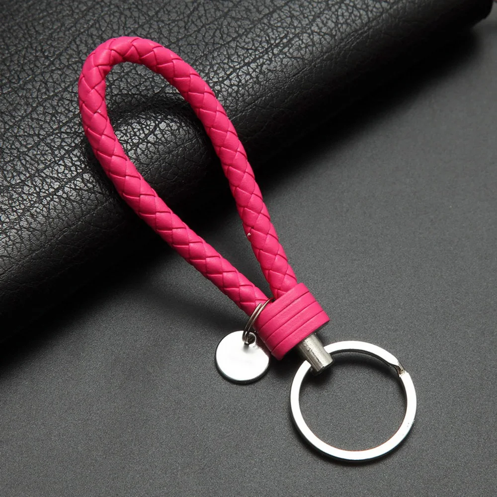 

2018 New Arrival Unisex Braided Leather Rope Handmade Waven Keychain Zinc Alloy Key Chain Car Key Ring