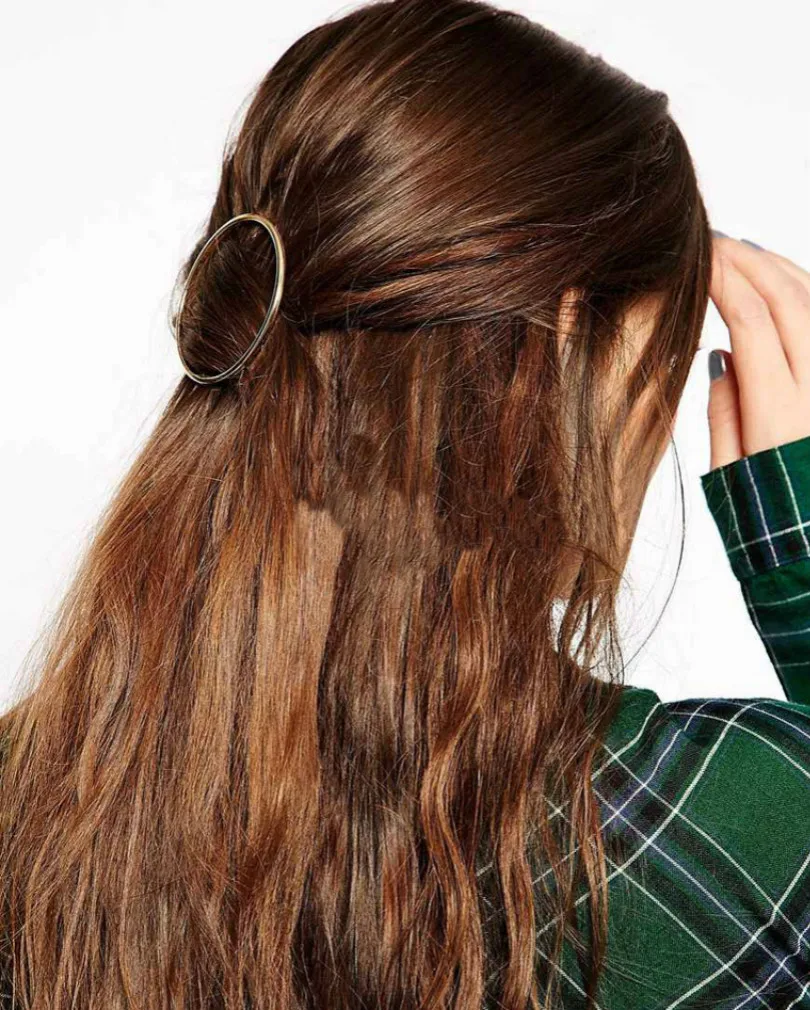 

2018 Fashion Jewelry Simple Joker Bohemian Word Clip Geometric Circle Clip Hair Accessories Women Elegant Hair Clip