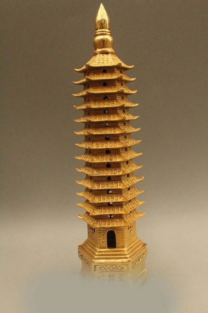 

DS 13" China Buddhism Bronze Nine layer Wen Chang Stupa Pagoda Tower Statue