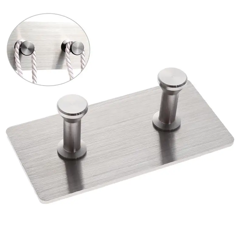 Rectangle Stainless Steel 3M Self Adhesive Double Sticky Hooks for Wall