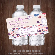 20 шт./партия, на заказ, сердце, свадебная бутылка для воды, этикетки, водонепроницаемый, конфета, обертка, наклейка, юбилей, вечерние, свадебные украшения