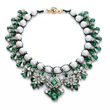 N00720 два цвета на выбор, красный и зеленый акриловый камень, жемчуг,, женские массивные ожерелья, ювелирные изделия
