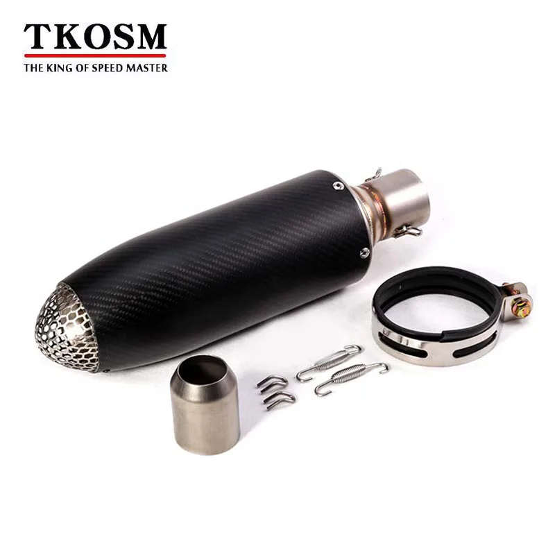 

TKOSM 370mm ID:51mm Carbon Fiber Motorcycle Exhaust Muffler Pipe Motorbike Modified Muffler Exhaust Pipe Escape with Mesh