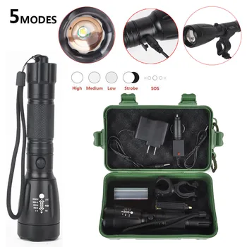 

MUQGEW 11.11 New Arrival 5000LM XML T6 LED Flashlight Torch 18650 Zoom Rechargeable Light + Charger+ Box High Quality Drop Ship