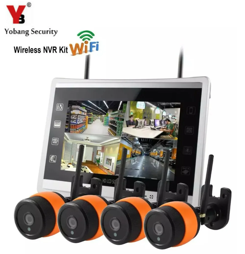 YobangSecurity 11inch Monitor 4CH 960P Wifi Wireless NVR Recorder Security With 4x 1.3MP Waterproof outdoor Cameras System YobangSecurity 11inch Monitor 4CH 960P Wifi Wireless NVR Recorder Security With 4x 1.3MP Waterproof outdoor Cameras System