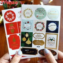 

Tronzo Christmas Stickers 24/120 pcs New Year Merry Christmas 2018 Christmas Decorations For Home Festive Party Supplies