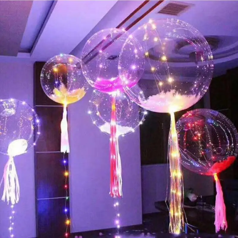 18 Inch Luminous Led Balloon 3M LED Air Balloon String Lights Round Bubble Helium Balloons Kids