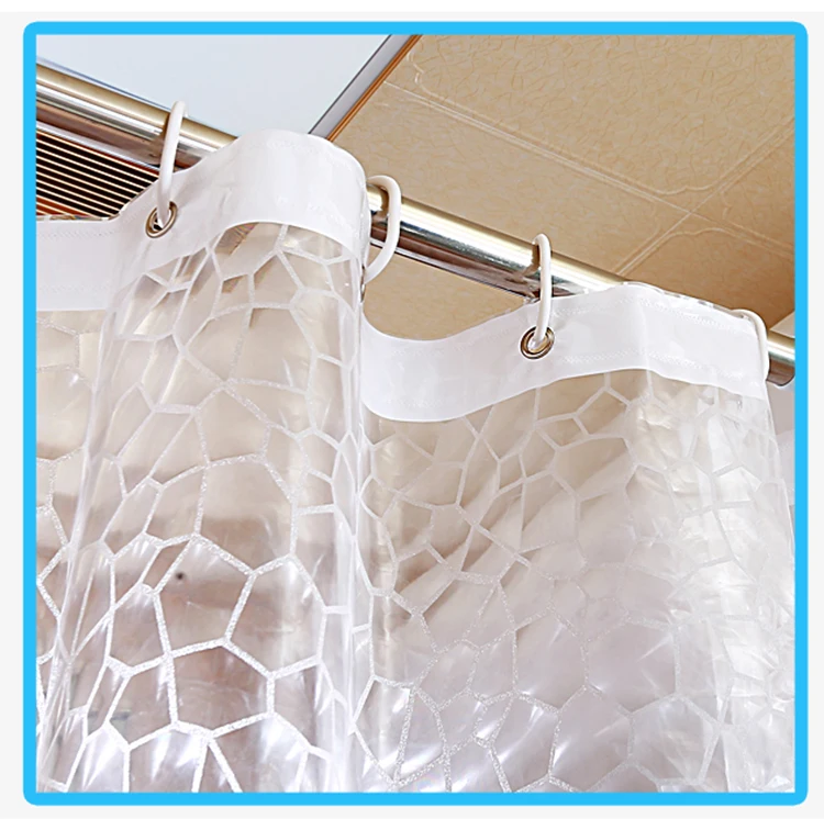 Hot Plastic EVA 3D Bathing Curtain Transparent Clear Water Cube Bathroom 3 Color 