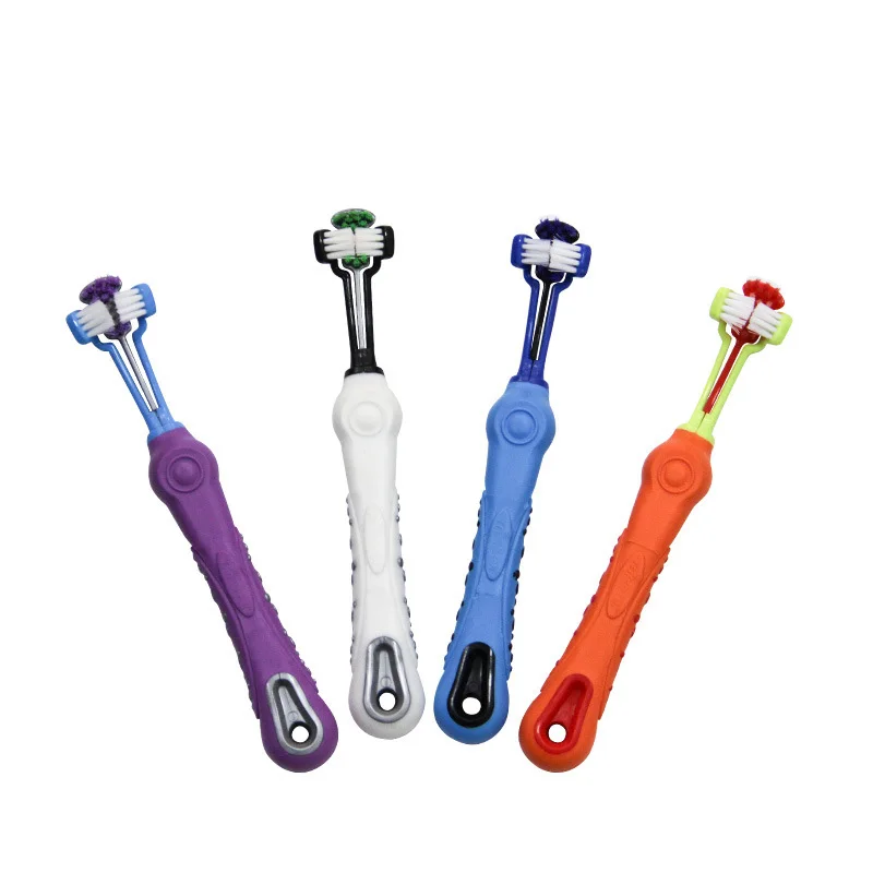Pets Toothbrush for Teeth Cleaning Three Sided Dog Toothbrush Dog Brush
