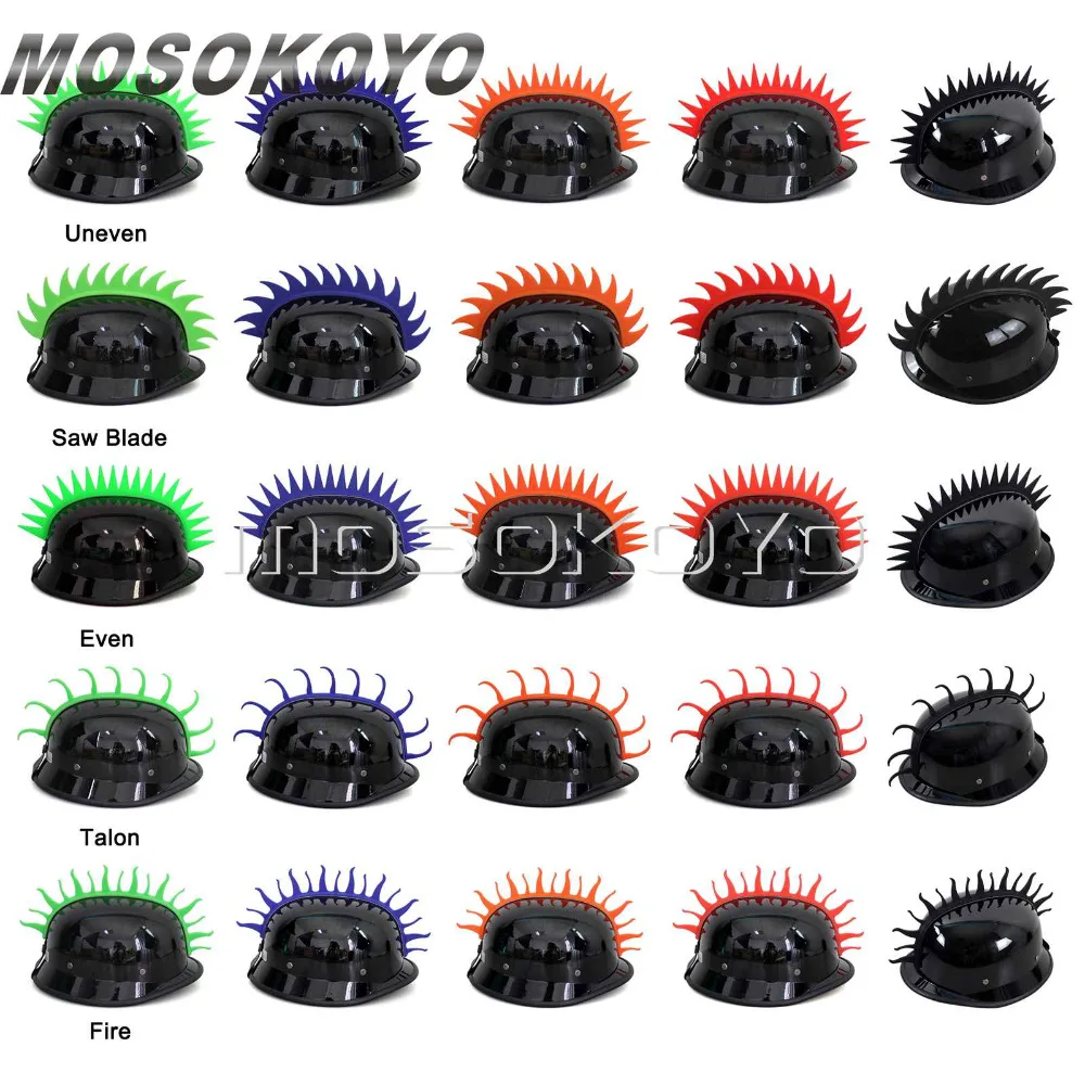 Uneven Saw Blade Even Talon Fire Motorcycle Biker Helmet Sticker Mohawk Spike Strip Stick On Black Blue Orange Red Green
