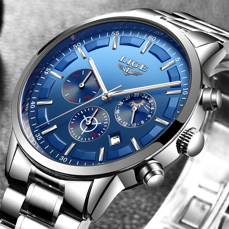 Watches Men 2018 Luxury Brand LIGE Chronograph Men Sport black Watches Moon phase Waterproof Quartz Mens Watch Relogio Masculino Watches Men 2018 Luxury Brand LIGE Chronograph Men Sport black Watches Moon phase Waterproof Quartz Mens Watch Relogio Masculino