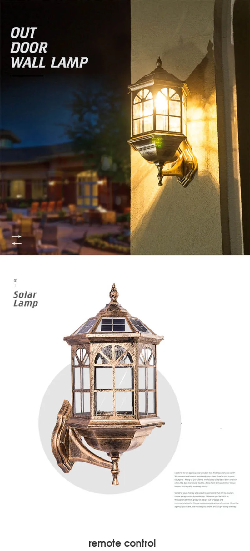 Solar à Prova Lâmpada de Iluminação Arandela para Rua Led ao ar Retro Vidro Livre Dwaterproof Água Parede Casa Varanda Portão 220v 110v 4 Luminárias de parede externas