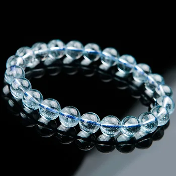 

Top Quality Natural Natural Topaz Blue Crystal 7mm 8mm 9mm Clear Round Beads Woman Men Reiki Stretch Bracelet Healing AAAAAA
