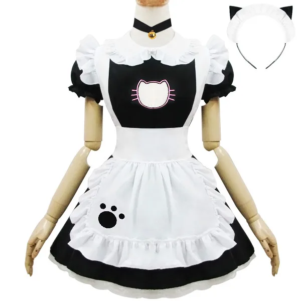 

Customized new COS sexy embroidered kitten hollow open chest maid set Halloween Cosplay Costumes