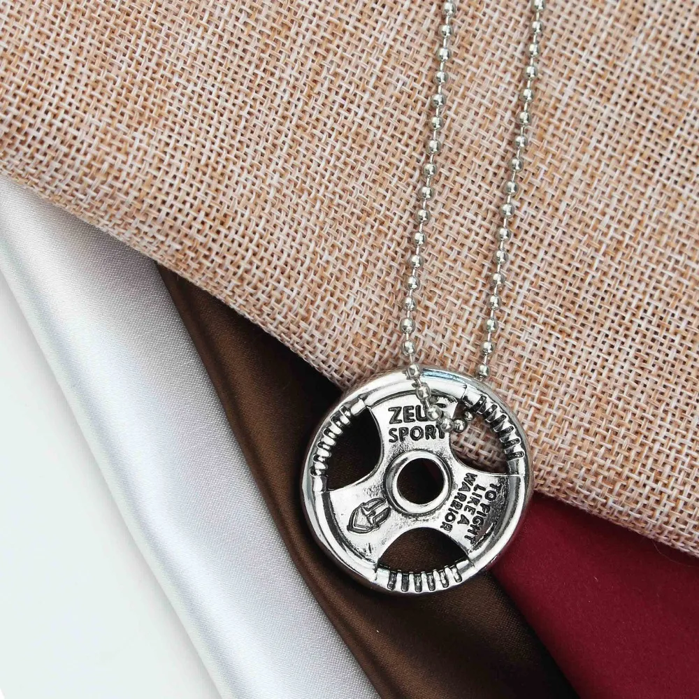 Dumbbell Barbell Pendant Necklace Sports Weightlifting Fitness Necklace