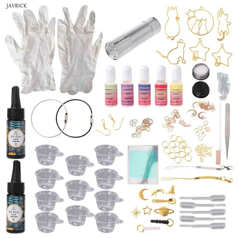 

Epoxy Mold Hand-made Materials Package DIY Crafts Cat Metal Frame Starry Sky Glue Newbie Set Ear Hook Mold Making Kit Tools