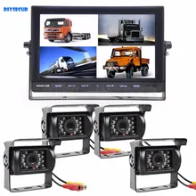 DIYSECUR 10 дюймов Разделение дисплей с одновременным воспроизведением изображения от четырех видеокамер охранного видеонаблюдения монитор+ 4 x CCD ИК Ночное Видение заднего вида Камера Водонепроницаемый