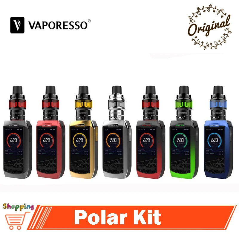 Оригинальный Vaporesso Polar Kit Vape 220 Вт TC Box Mod 6 5 мл Cascade Baby SE Tank GT сетка катушка Fit 18650