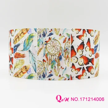 

Q&N ribbon 16mm 22mm 25mm 38mm 50mm 75mm butterfly print grosgrain ribbon webbing 50yards/roll for hair tie free shipping