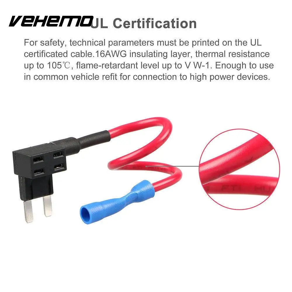 

Vehemo V-ACS 1 Pack Add A Circuit Auto Add Circuit Adapter Kit Car Add A Circuit Mini ATM Blade Fuse Durable ATC