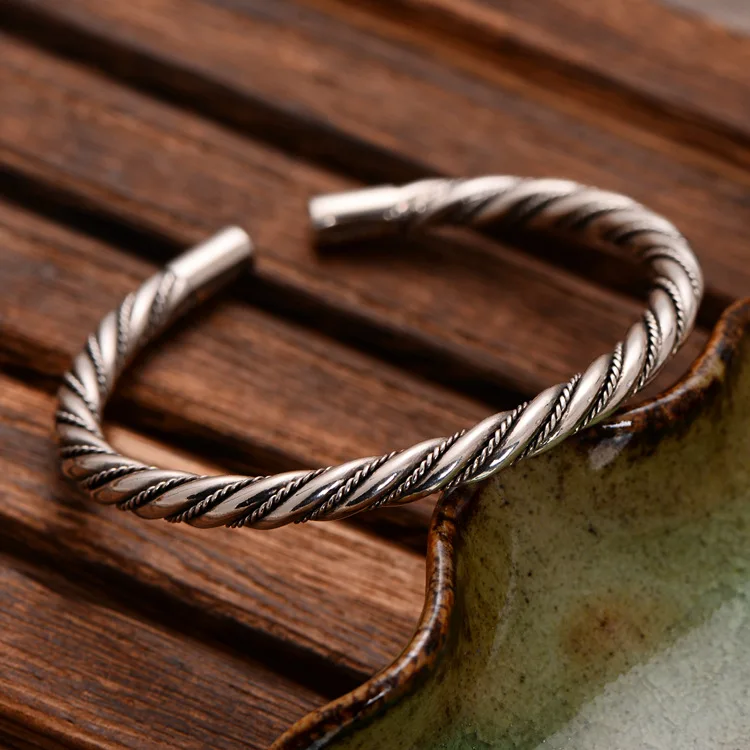 

S990 silver jewelry establishment twist twisted rope seiko men and women style bracelet