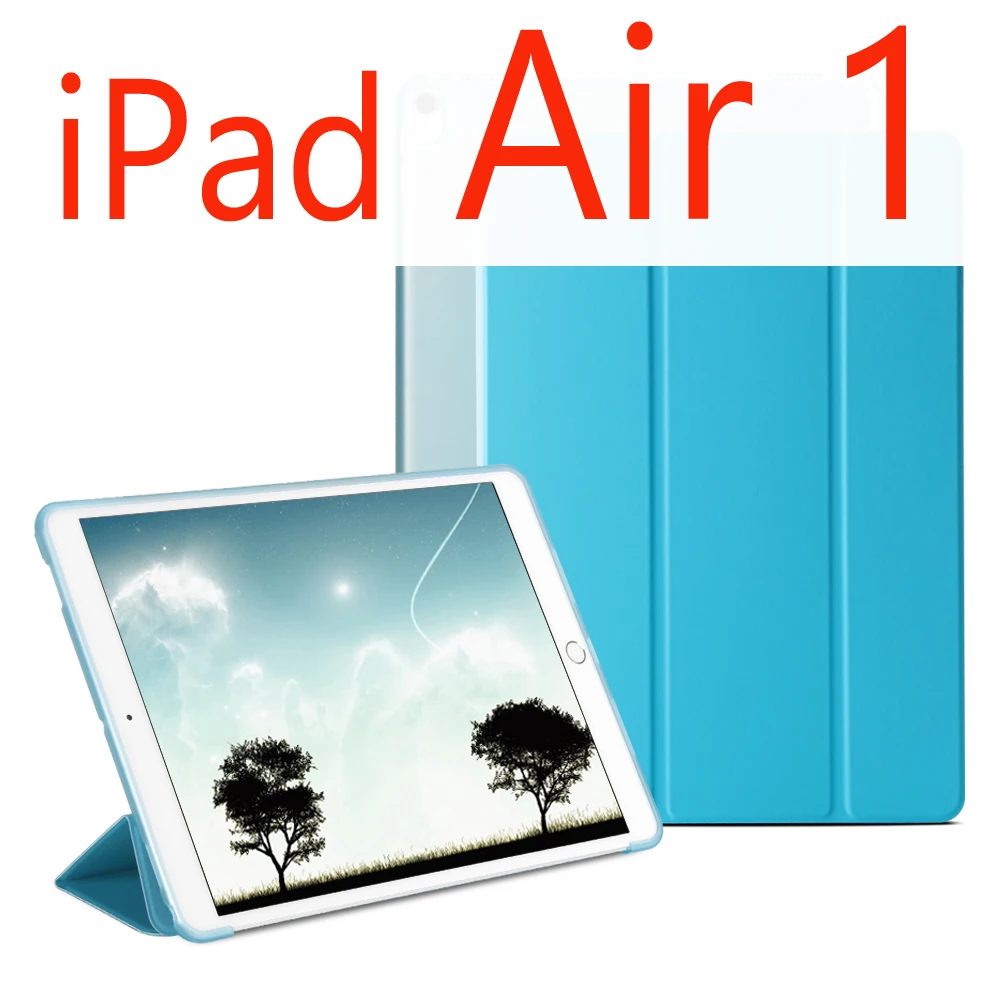 Для iPad Air 2 Air 1 чехол для iPad чехол Funda ультра тонкий из искусственной кожи Чехол Мягкий силиконовый чехол для iPad 9,7 6th поколения Чехол - Цвет: Blue for Air 1