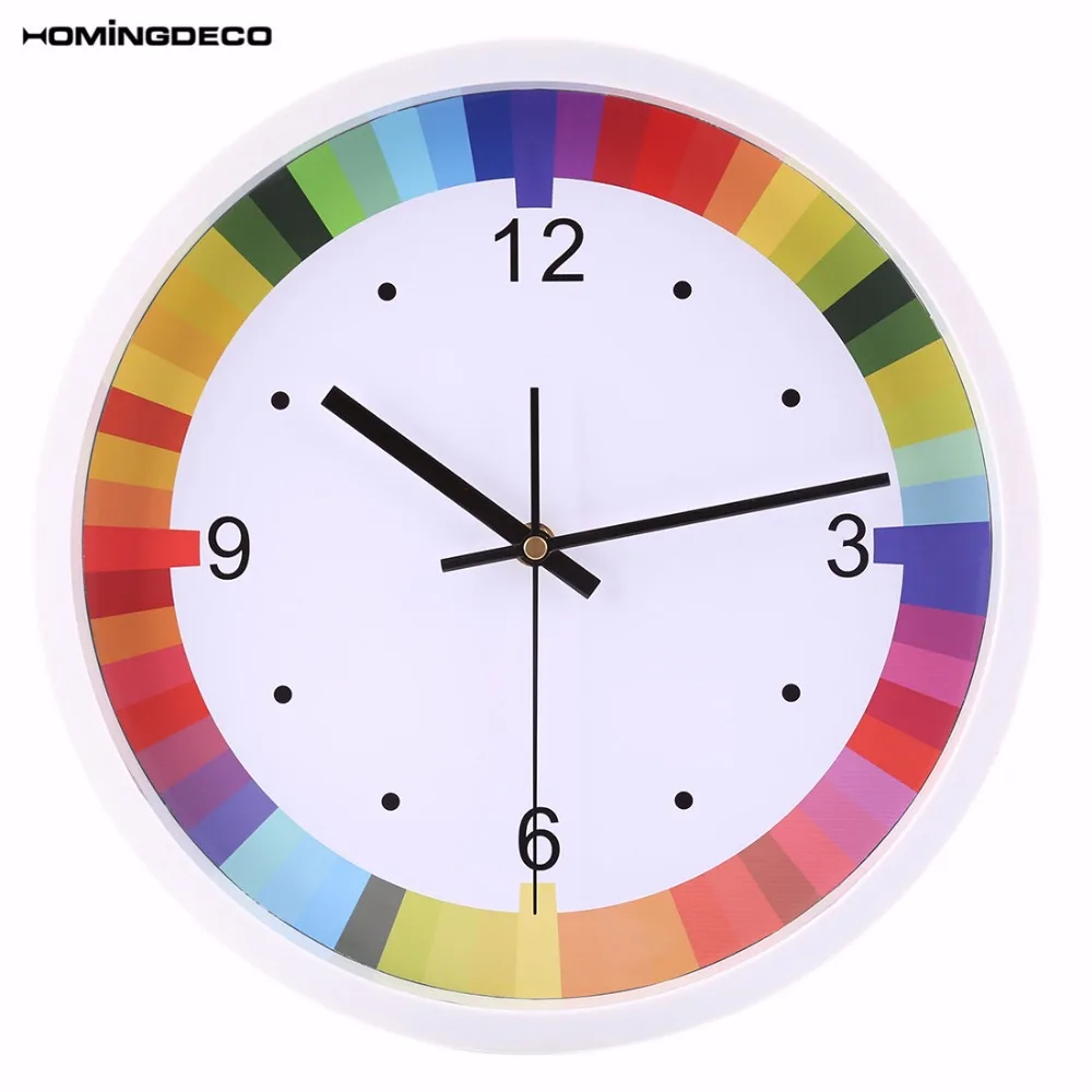 Homingdeco Iridescent Simple Wall Clock With Color Silent Non Ticking
