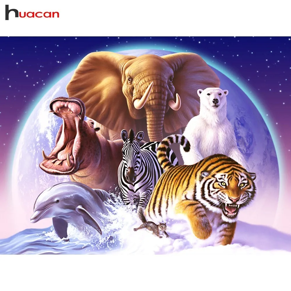 

HUACAN 5D Diamond Painting Animals Cross Stitch DIY Mosaic Diamond Embroidery Decoration Full Drill Resin Home Rhinestones Gift