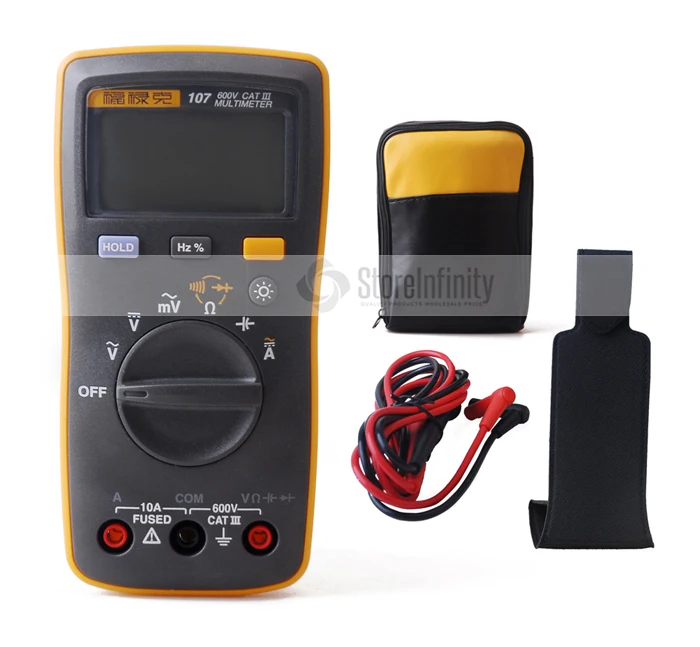 

Fluke 107 Auto Range Digital Multimeter AC/DC Current Handheld Tester With Ohm, Capacitance, Hz Measurement With Soft Case