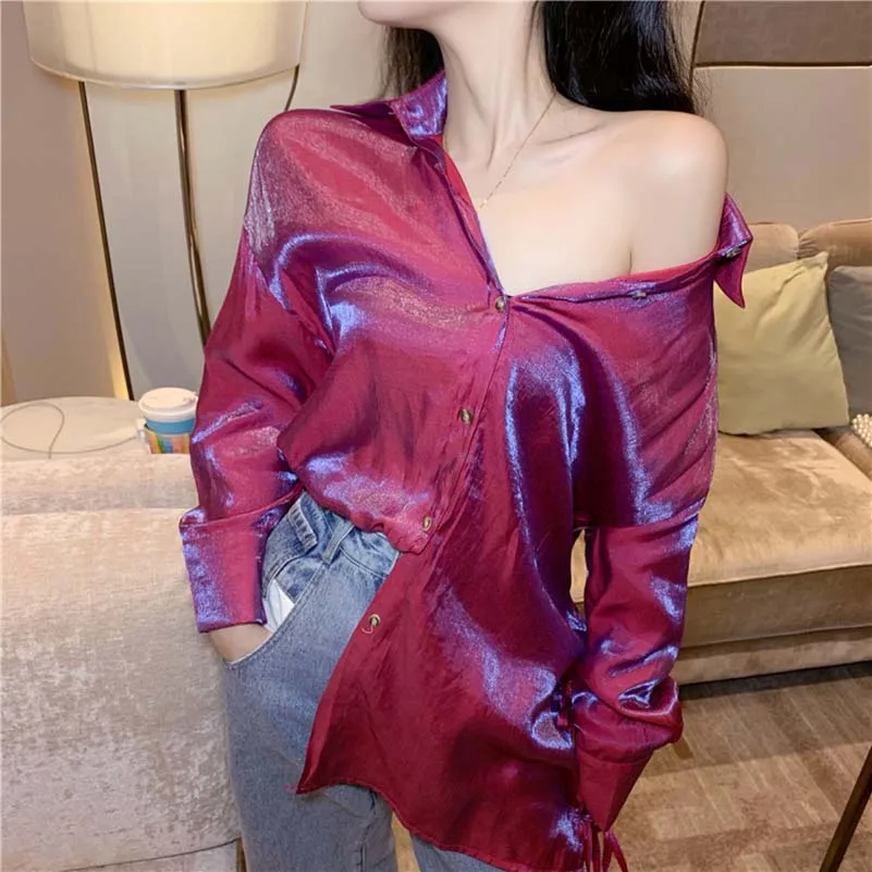 

loose Women's Clothing Harajuku Blouses fashion brands summer long sleeve shirts casual Ladies tops blusas mujer de moda shining