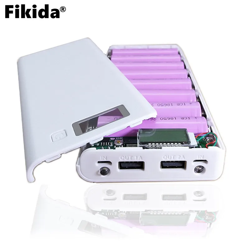 

Fikida New DIY 18650 Case Power Bank Shell Case Portable LCD Display External 18650 Battery Box Charger