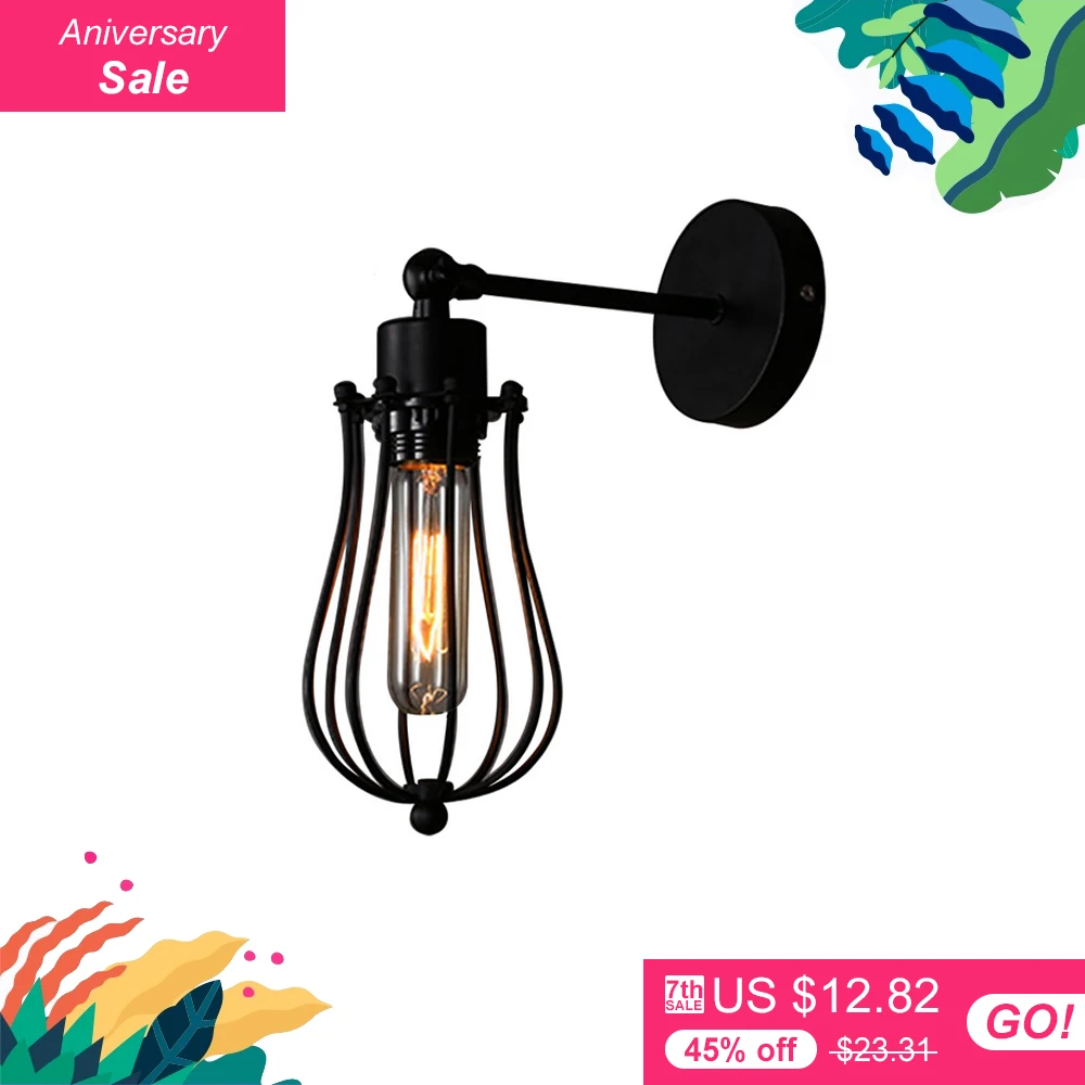 Loft American vintage wall lamp indoor lighting bedside lamps industrial wall lights for home 110V 220V