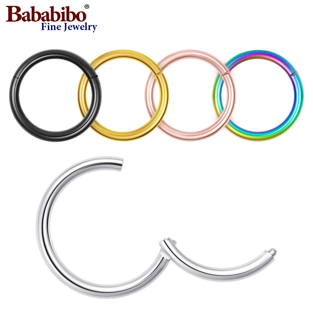 

1pc 16G 6/8/10/12mm Titanium Hinged Segment Ring Nose Septum Lip Nipple Tragus Cartilage Ring Piercing body jewelry