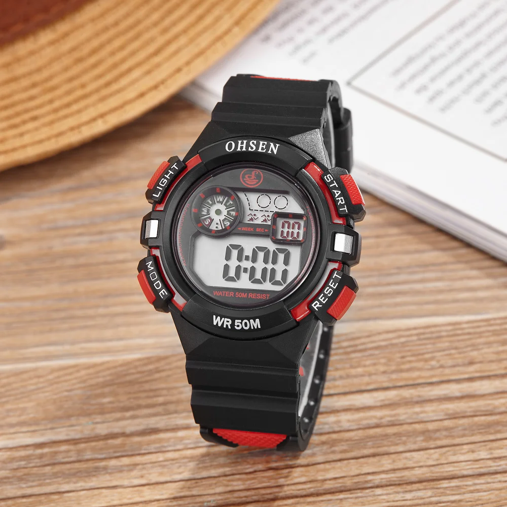 

NEW OHSEN Causal Boys Kids Silicone Rubber Digital Sport Wristwatch Student Girls Cool Watches 50M Waterproof Chronograph Gifts