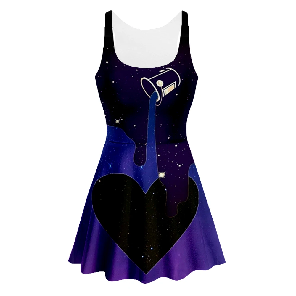 3D Print art funny Milk Space Galaxy women Summer women's clothing tank top dress sleeveless dress Quality quality 3d dress-4