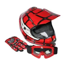 DOT Youth Kids Red Spider Net Motocross Off-Road Helmet MX Goggles+Gloves S M L