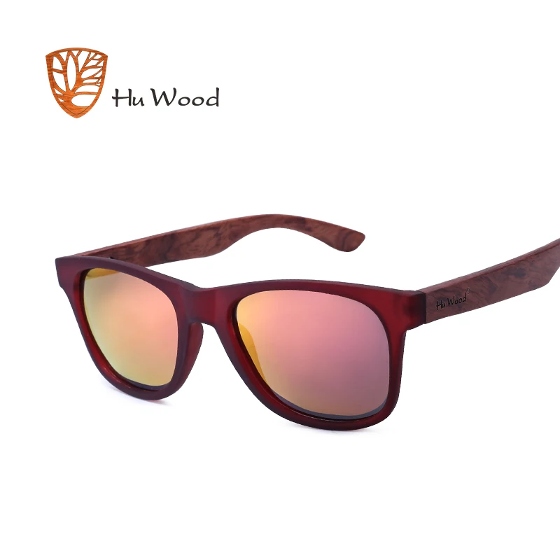 Мужские Винтажные Солнцезащитные очки Hu Wood Черные Квадратные поляризованные
