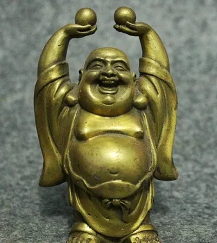 

YM 316 China Pure Brass Buddhism Stand Happy Laugh Maitreya Buddha Statue
